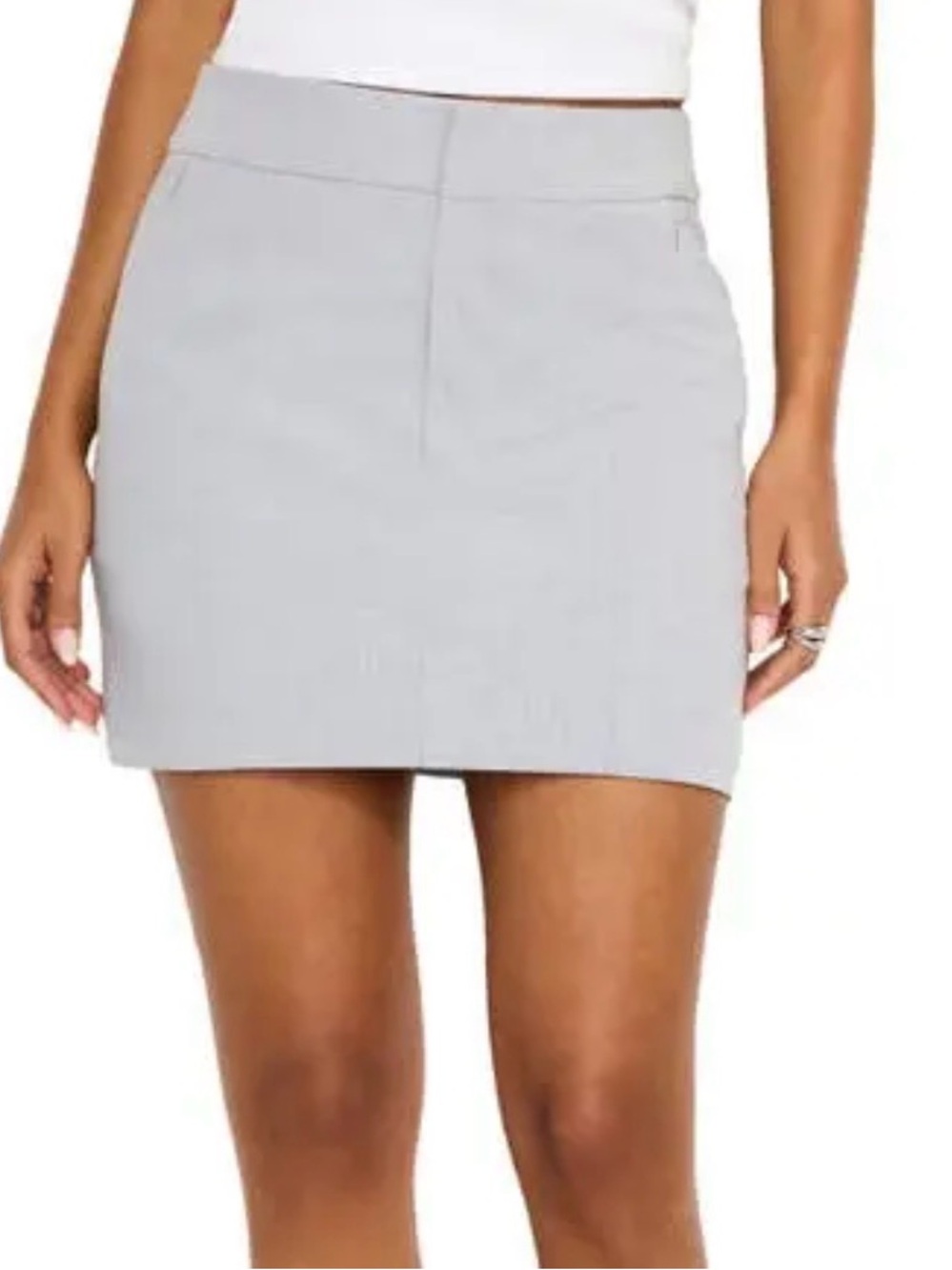 Good American Light Gray Mini Skirt - Sleek High Waist - Picture 2 of 6